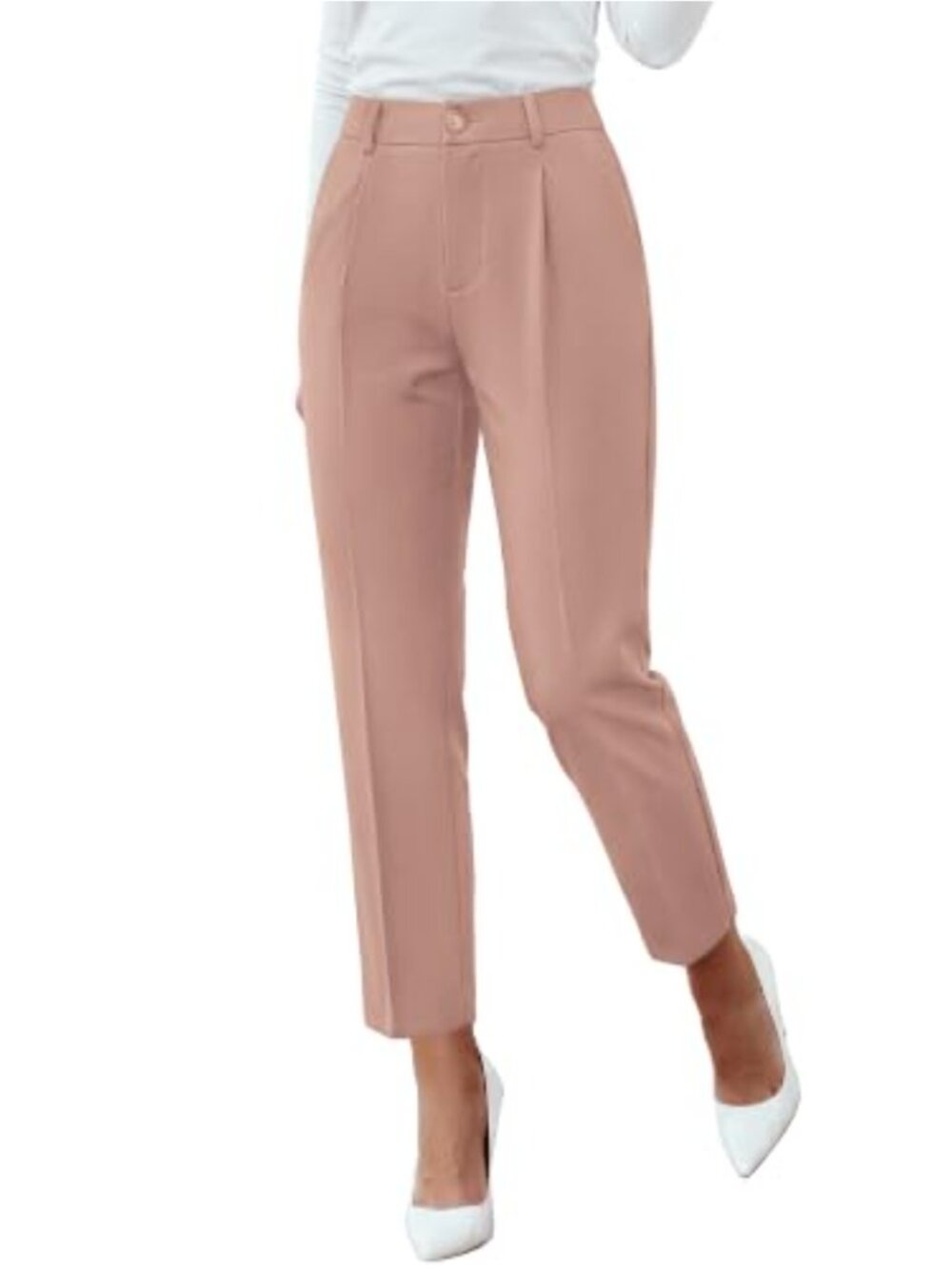 Women's Straight Leg Dress Pants Woven Ankle Business Office Trousers
